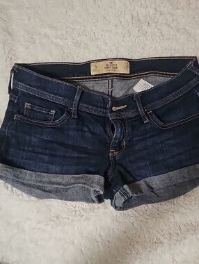 Hollister Dark Indigo Rolled Hem Denim Shorts